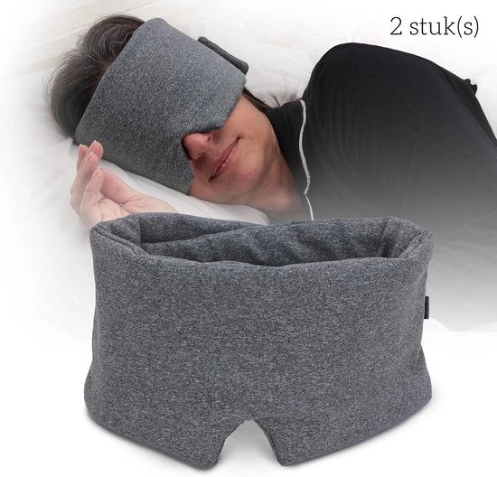 Maschera da sonno - 100% bloccante della luce - Maschera per gli occhi regolabile - Soffice e respirabile - Maschera per gli occhi - Grigio scuro, 2-pack