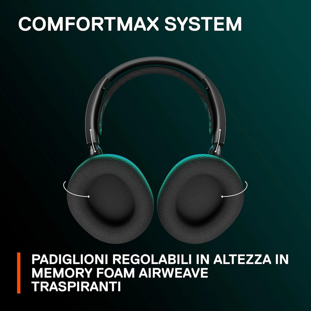 Arctis Nova 7 Cuffia da gaming multipiattaforma wireless - Driver magnetici al neodimio - 2.4GHz + Bluetooth mixabile - Batteria USB-C da 38 ore - Mic ClearCast Gen2 AI - PC, PS5,VR,Mobile