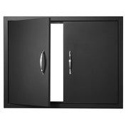 Porta di accesso per cucina esterna - Doppia porta in incasso 788 x 610 x 46 mm - Incasso piano - Verticale - Montaggio a parete - Con maniglie - Per BBQ, isola del barbecue e esterno