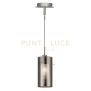 Pendente Duo II - Argento satinato e vetro fumé