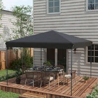 Gazebo Pieghevole 3.6x3.6m con Apertura a Bottone Altezza Regolabile e Borsa con Ruote Nero