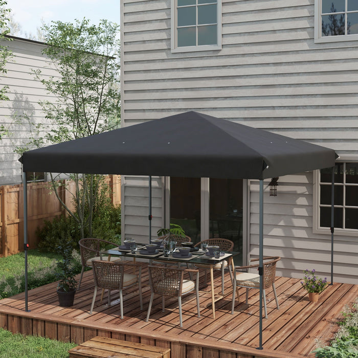 Gazebo Pieghevole 3.6x3.6m con Apertura a Bottone Altezza Regolabile e Borsa con Ruote Nero