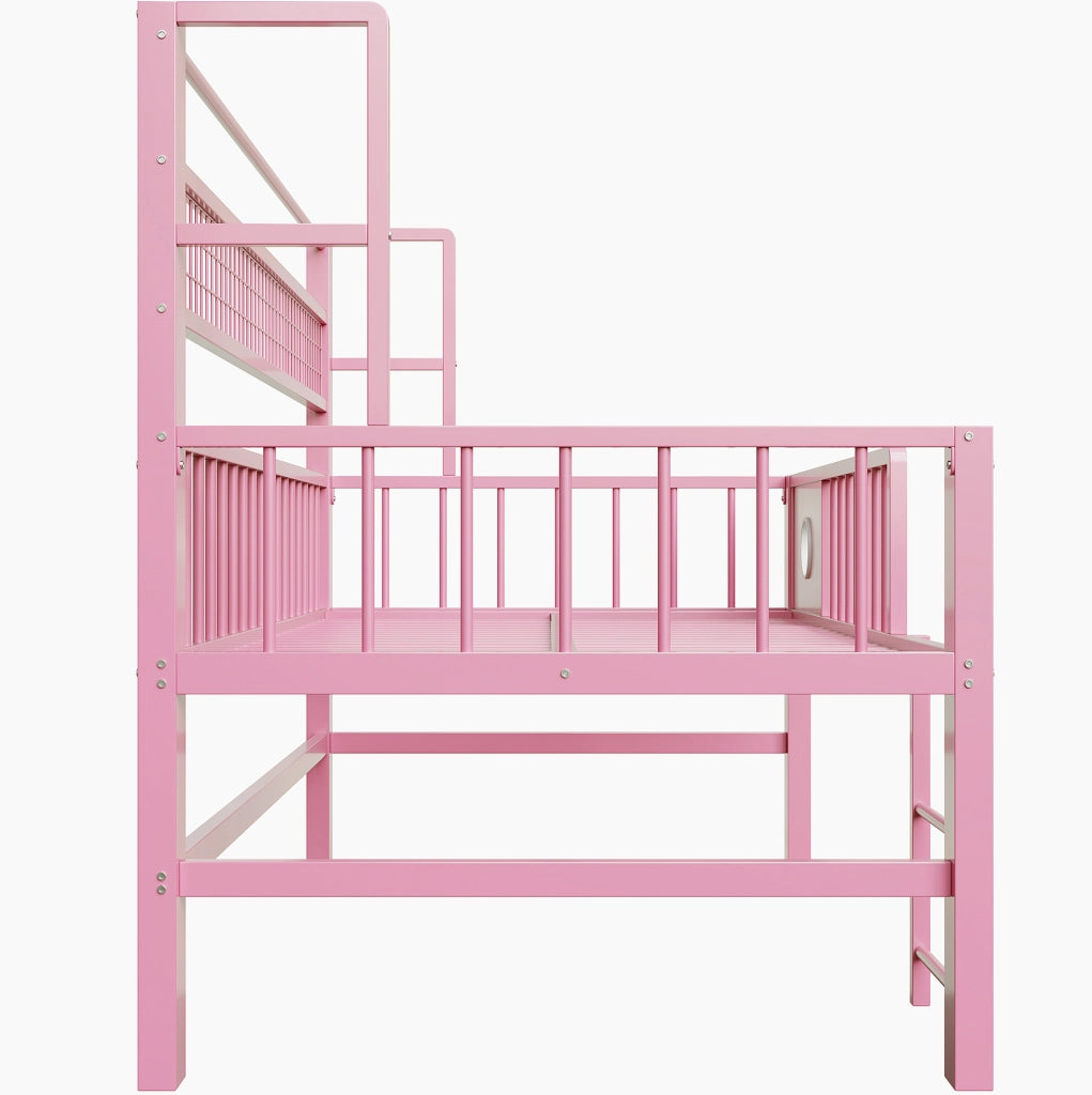 Letto a soppalco basso per bambini 90x200 cm rosa