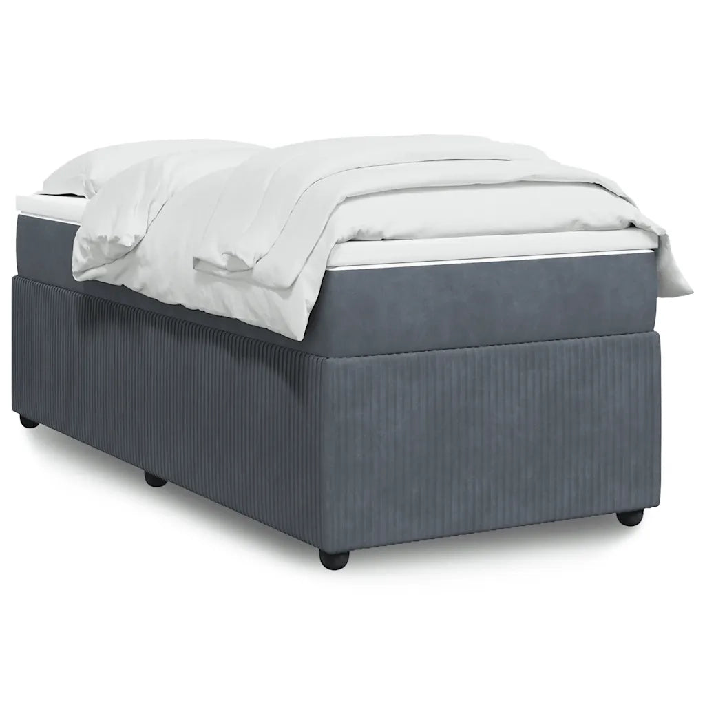 Giroletto a Molle con Materasso Grigio Scuro 90x190 cm Velluto