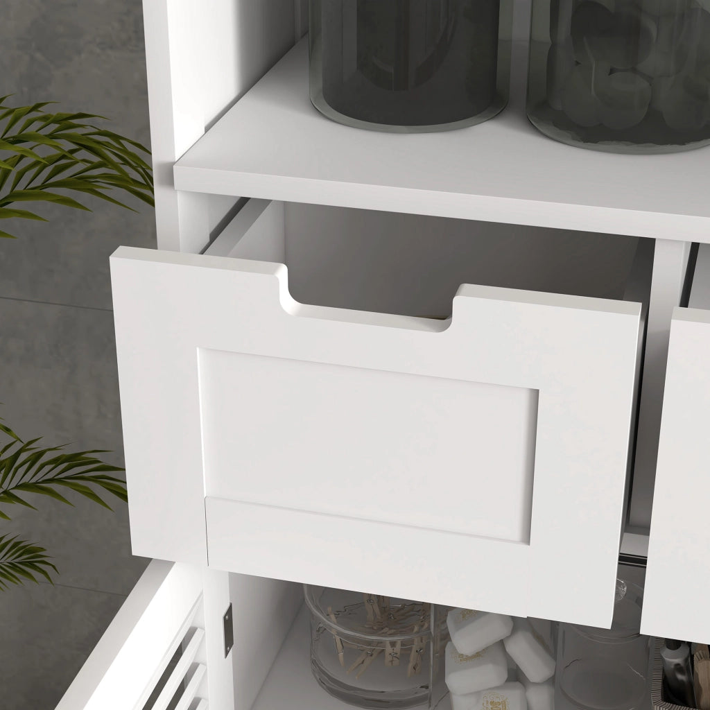 Mobile bagno armadio 2 ante cassetti scaffale regolabile ¨C zephmum ¨C bianco 61x30.5x109.5 cm