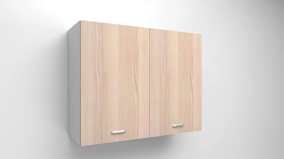 Mobile pensile cassa bianca con 2 ante in colore Rovere 90x90x33