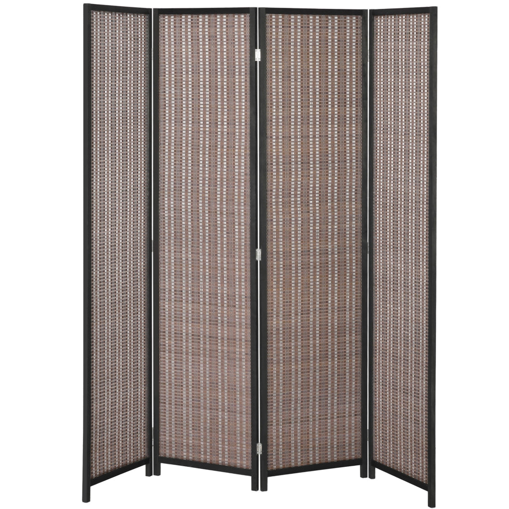 Paravento a 4 pannelli in legno separatore di ambiente pieghevole ¨C zephmum ¨C marrone 180x180 cm
