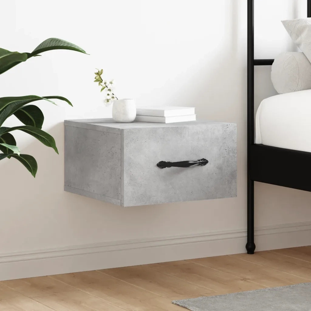 Comodino a Muro-Tavolino da notte sospeso Grigio Cemento 35x35x20 cm 532257