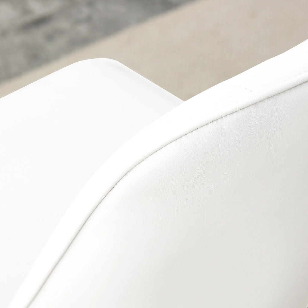 Sedia da pranzo Set da 2 con schienale ergonomico e gambe in metallo antiscivolo in PU bianco e metallo nero