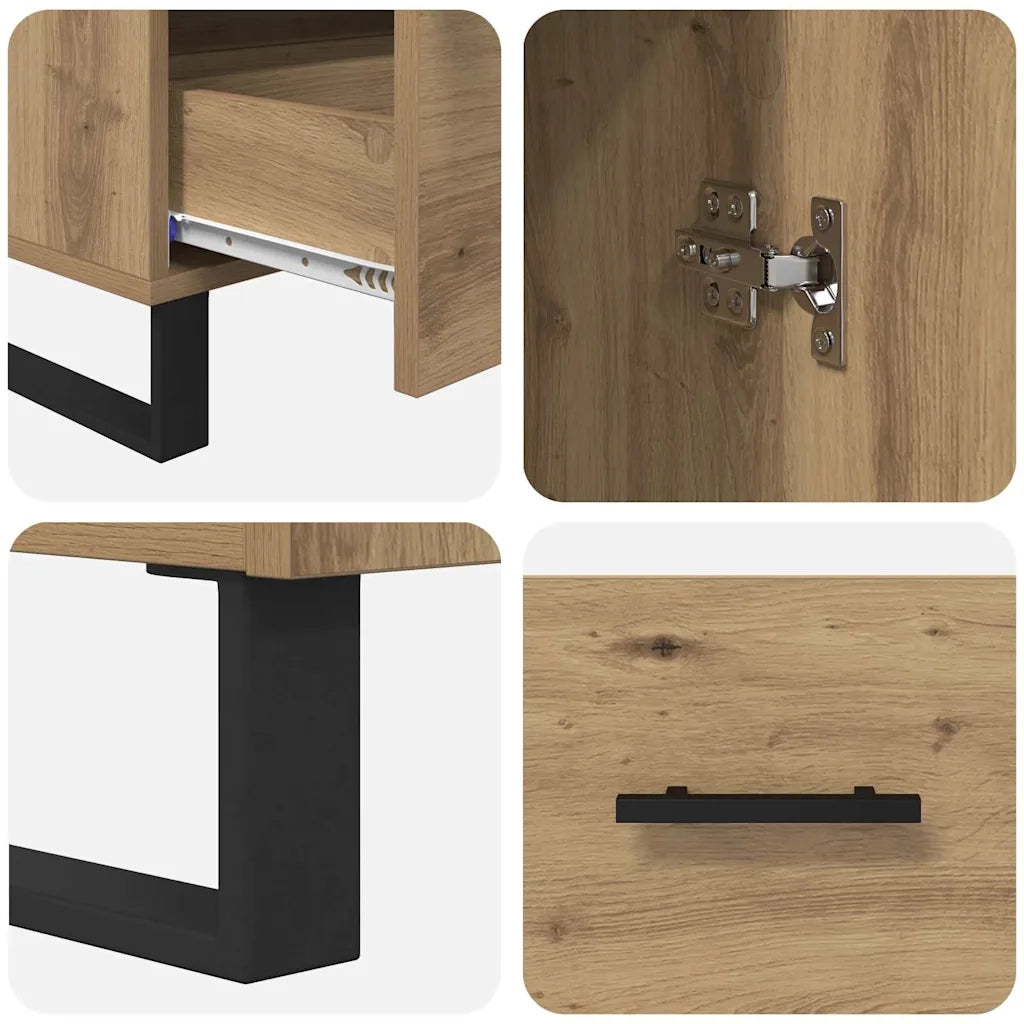 Credenza | Madia | Buffet da pranzo | Armadio da pranzo con cassetto Rovere artigianale 69,5 x 30 x 115 cm