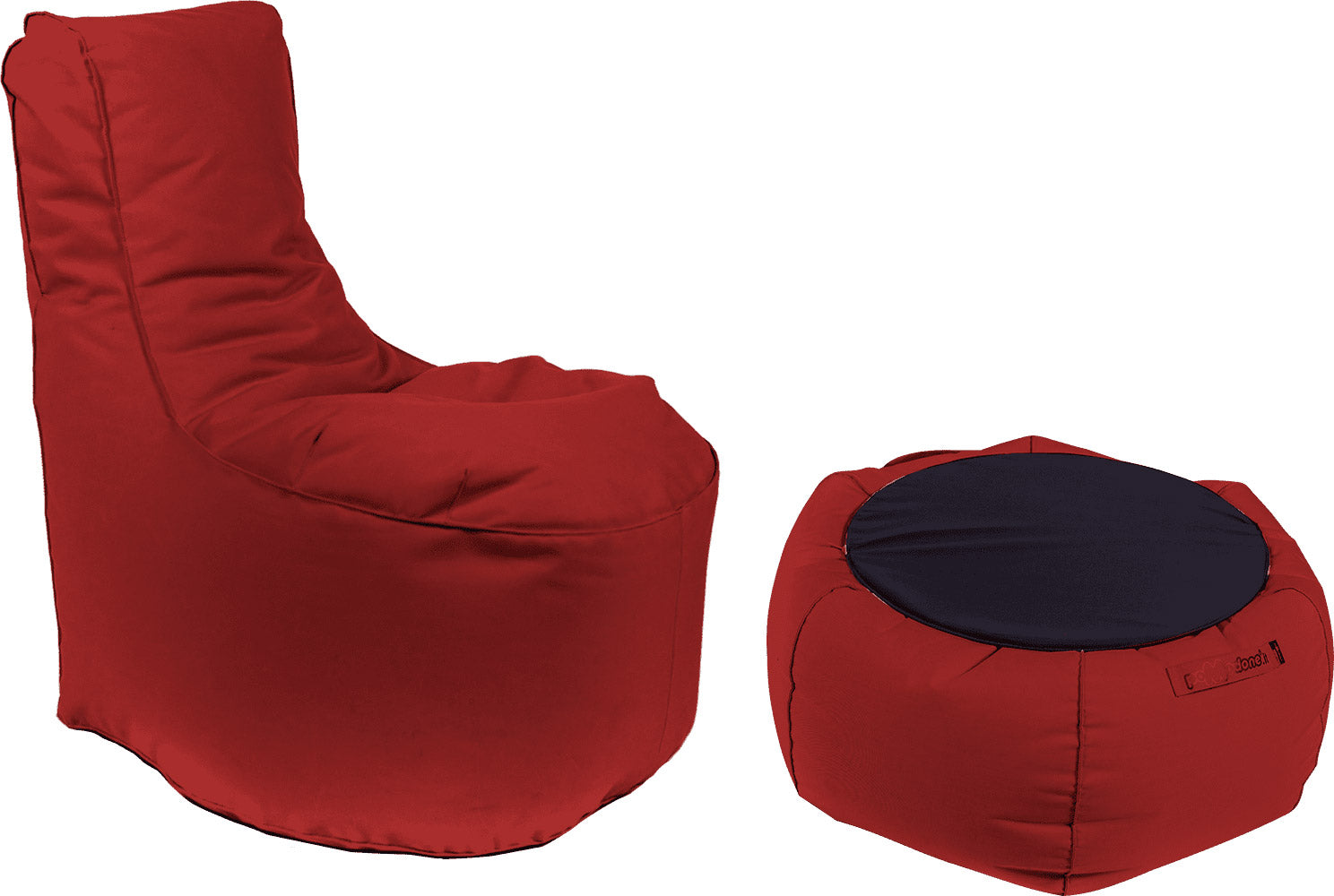 Poltrona Pouf e Tavolino in Acrilico Pomodone Bordeaux