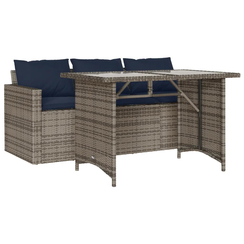 Set da Pranzo da Giardino 2 pz con Cuscini in Polyrattan Grigio 366335