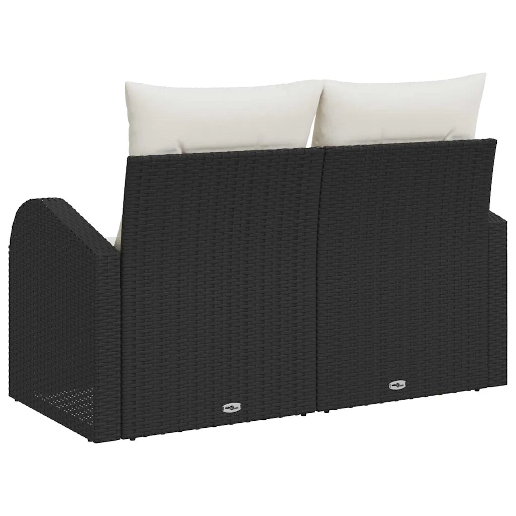 Divano da giardino con cuscino Nero 124 x 62 x 69cm polyrattan 42006732