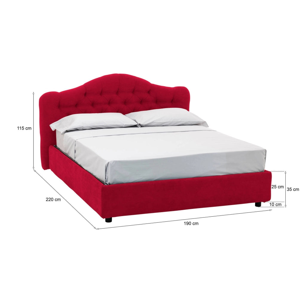Letto Matrimoniale Arex, Letto Matrimoniale Sfoderabile Made in Italy, Rosso