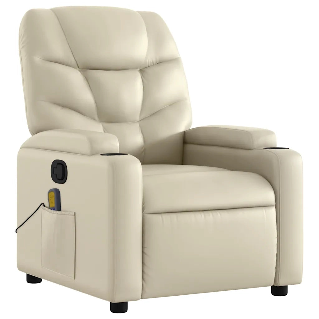 Divano Sedia-Poltrona reclinabile massaggiante in Similpelle Crema 550041