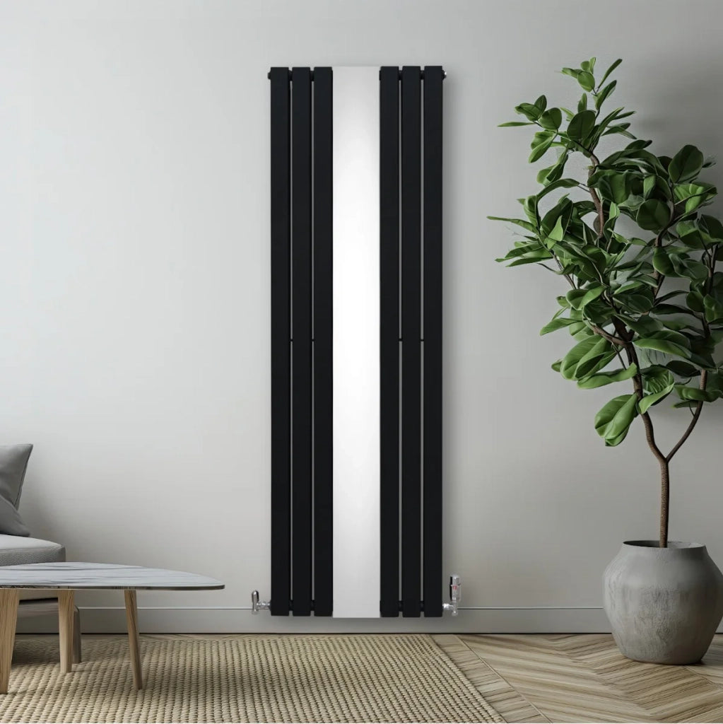 Radiatore a Specchio a Doppia Colonna Verticale Nero 1800mm x 565mm