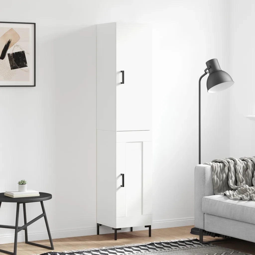 Credenza-Buffet-Armadio da cucina Bianca 34,5x34x180 cm in Legno Multistrato 975534