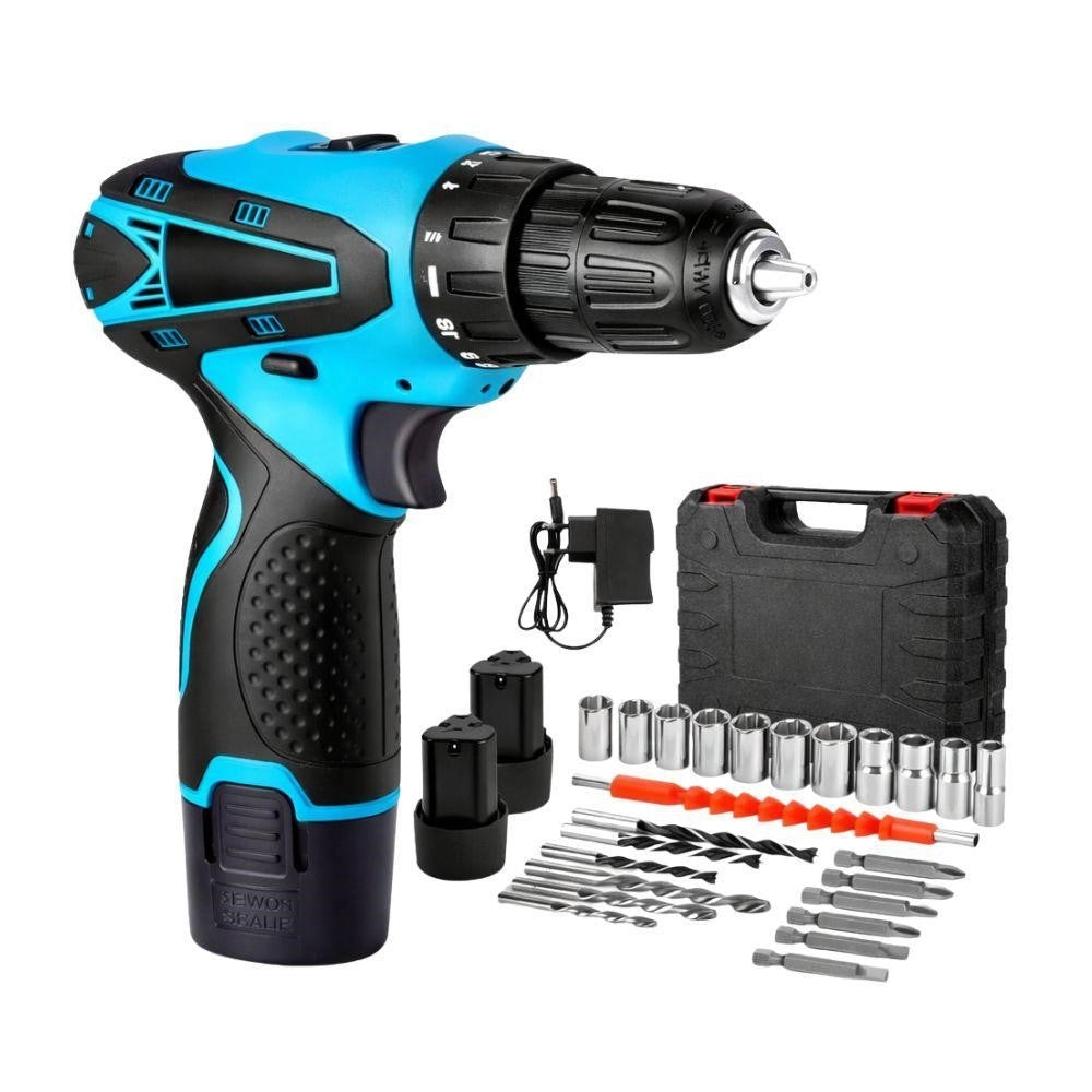 Trade Shop - Trapano Avvitatore A 2 Batteria Litio 12v Funzione Reversibile Con Valigetta 25 Accessori -