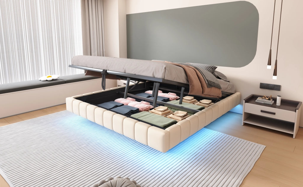 letto imbottito lino beige 180 x 200 cm