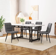 Set tavolo da pranzo 120 cm con 4 sedie in velluto grigio