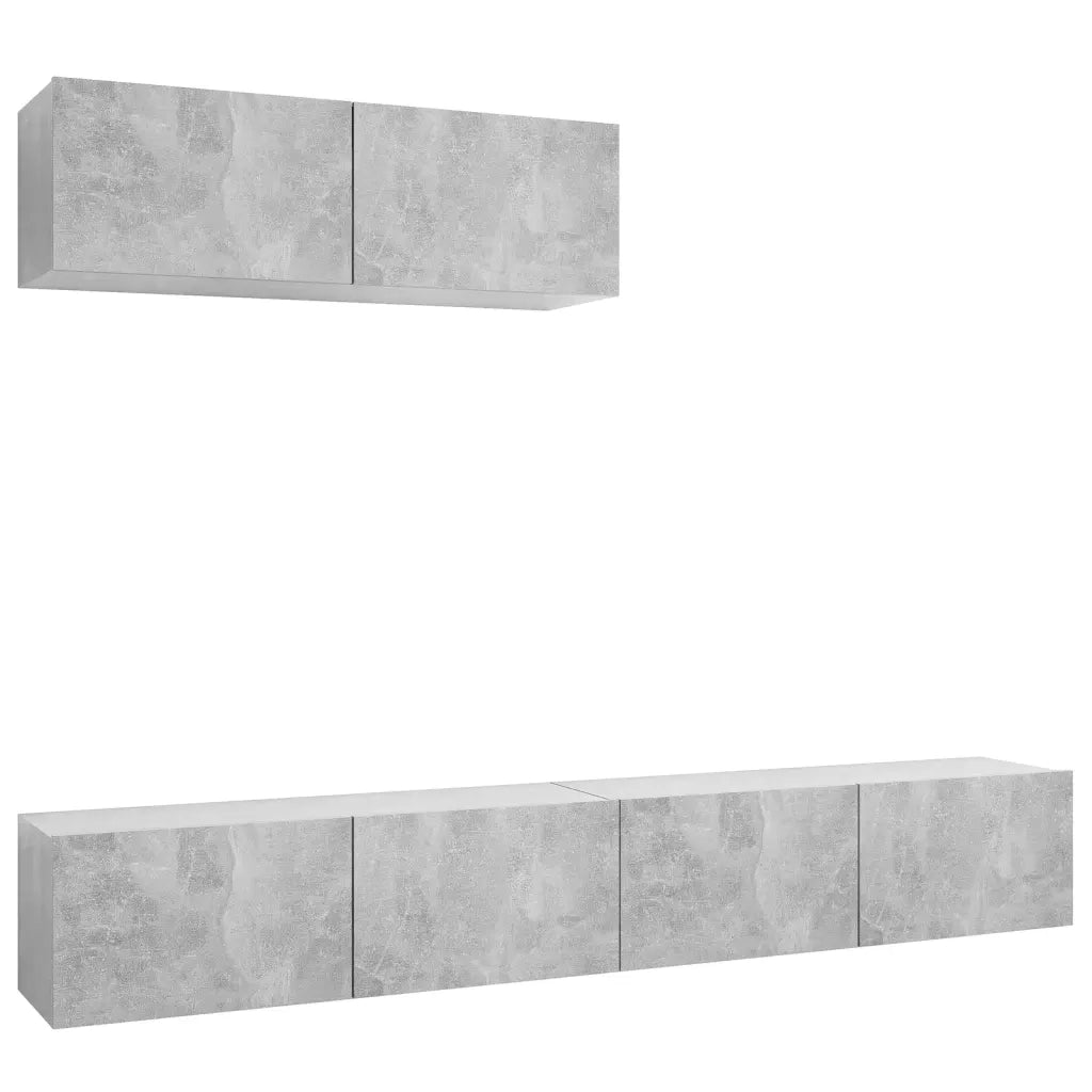 Mobili Porta TV 3 pz Grigio Cemento in Legno Multistrato 3079123