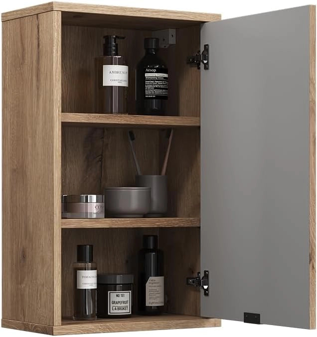 Mobile da bagno Eliza, Quercia vichinga, 40 x 65 cm con una porta, adatto per l'installazione a parete per riporre accessori da bagno