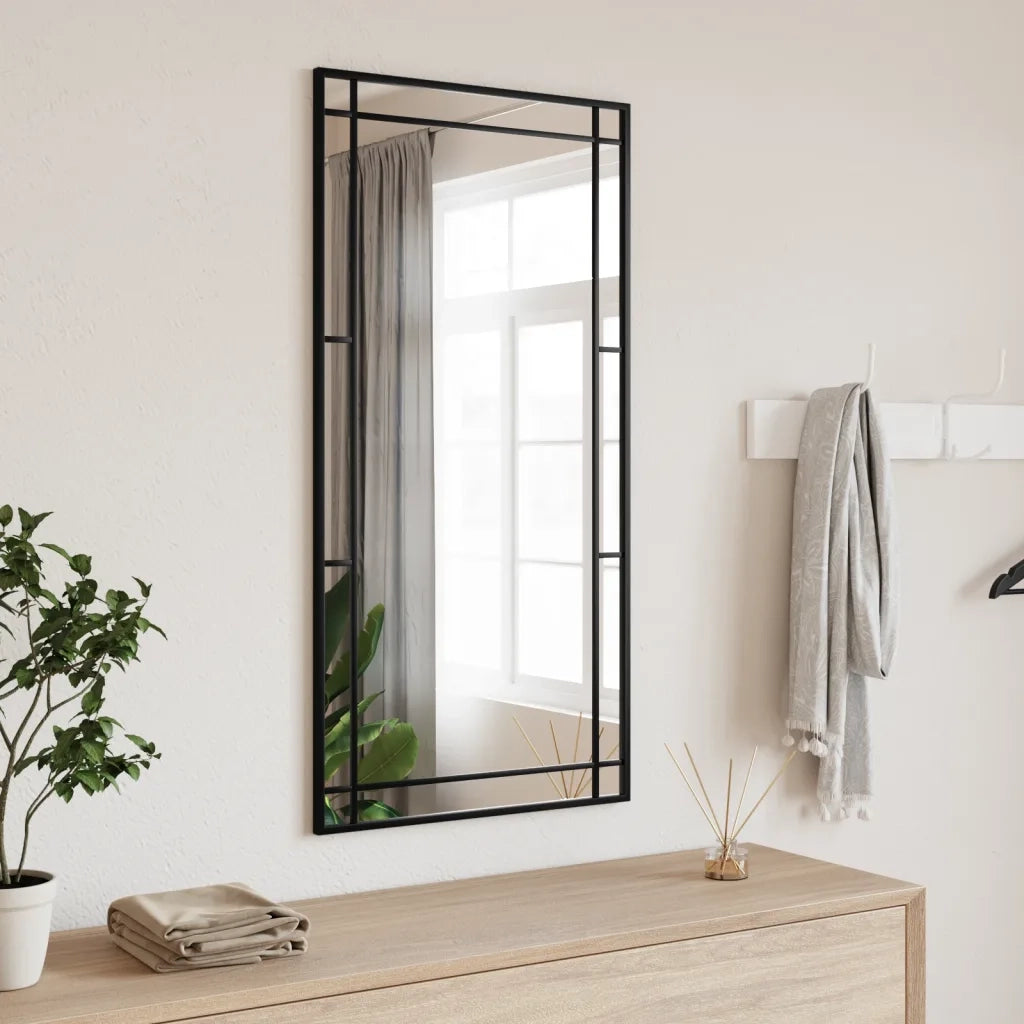 Specchio da Parete | Specchio decorativo Nero 50x100 cm Rettangolare in Ferro