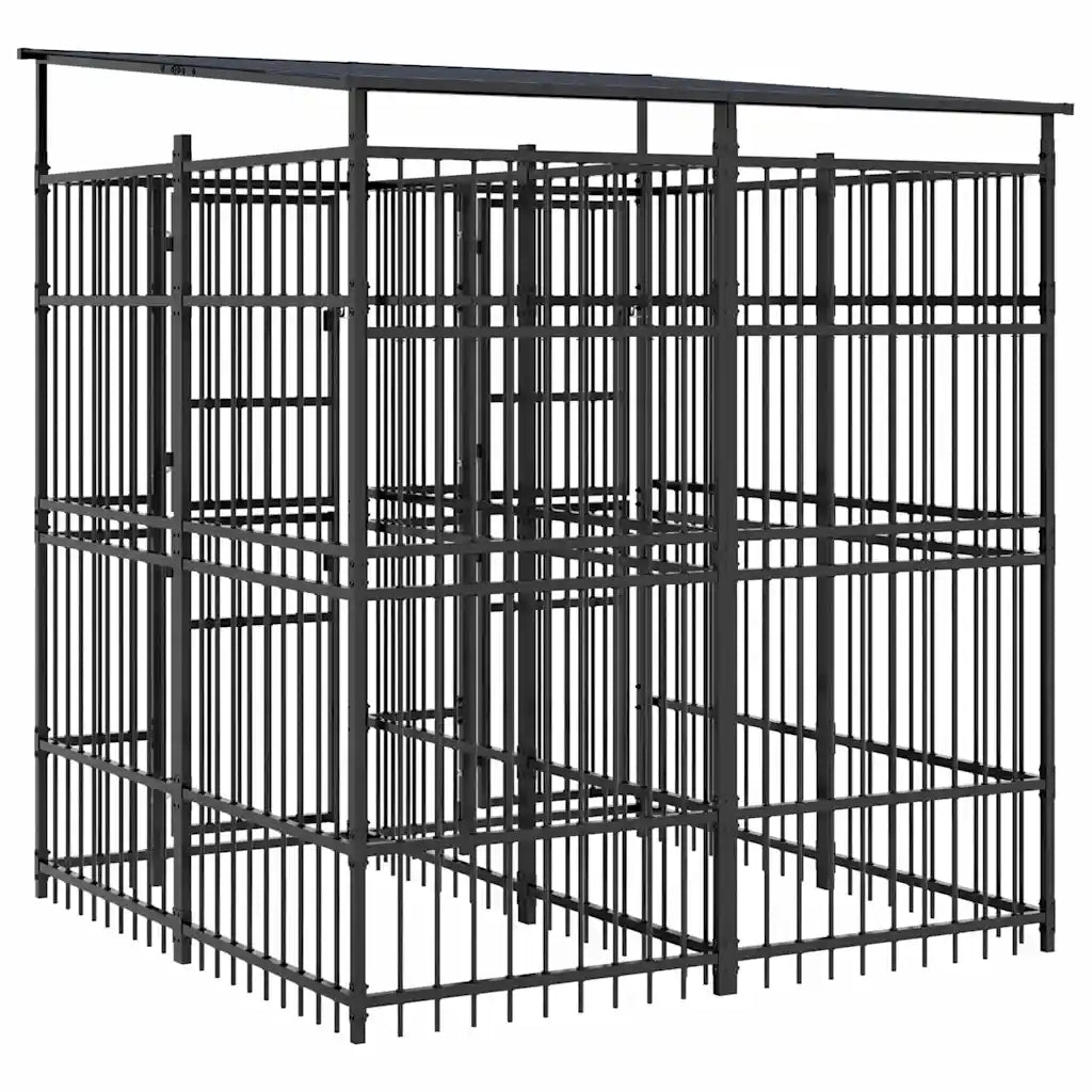 Gabbia per Cani da Esterno con Tetto in Acciaio 3,69 m² 3097947