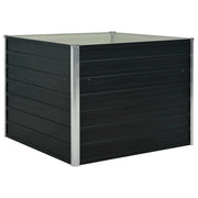Fioriera rialzata antracite 100 x 100 x 77 cm per piante e fiori da giardino acciaio zincato 02_0000853
