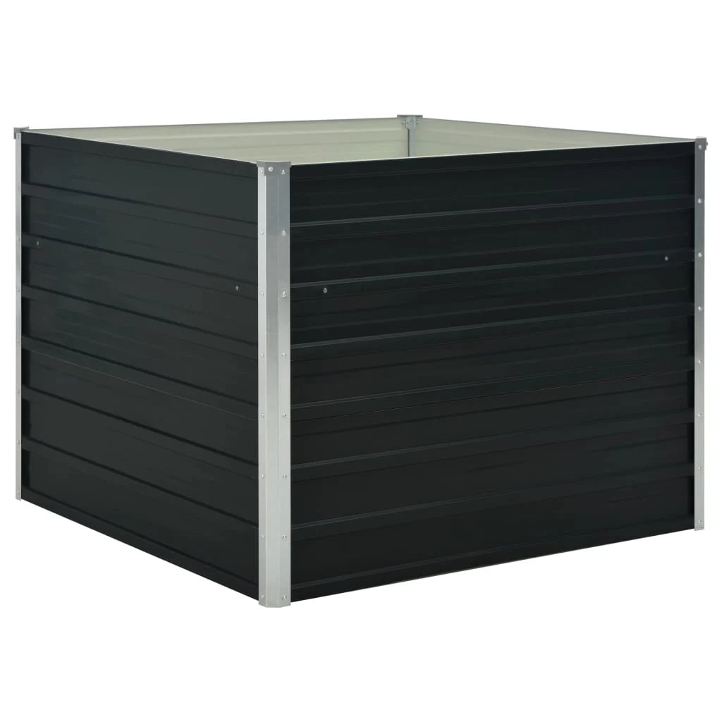 Fioriera rialzata antracite 100 x 100 x 77 cm per piante e fiori da giardino acciaio zincato 02_0000853