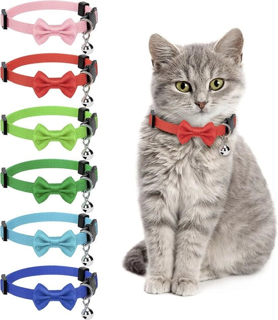 Collare per Gatti con Rilascio Rapido Cintura di Sicurezza per Gatti con Campanello e Cappottino Removibile per Gatti e Puppi in 6 Pezzi