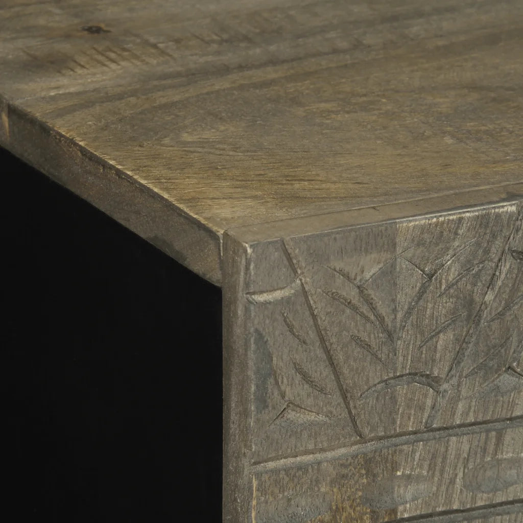 Credenza Grigio Chiaro 60x33,5x75 cm in Legno Massello di Mango