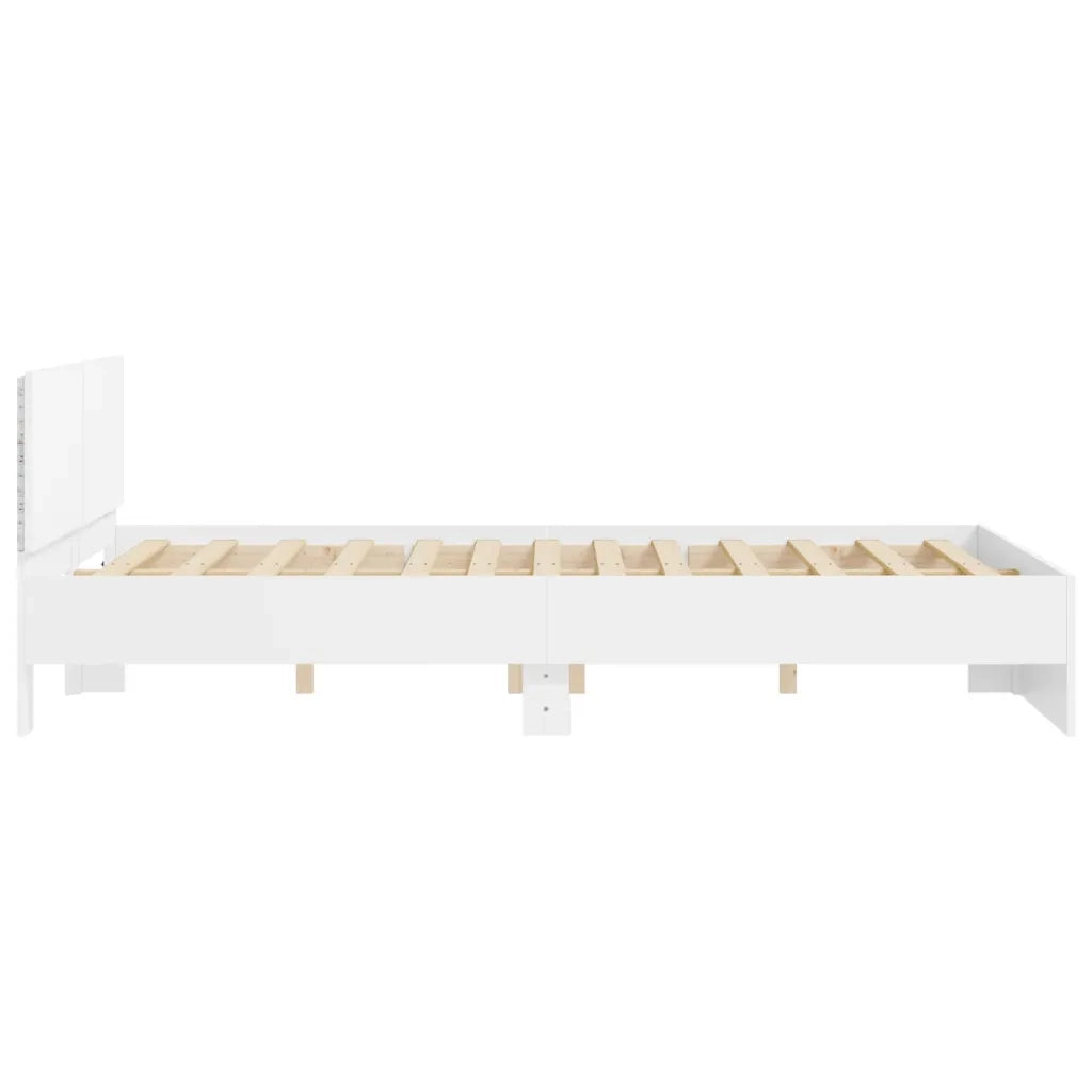 Letto matrimoniale | Letto per adulti | Giroletto con Testiera e LED Bianco 160x200 cm