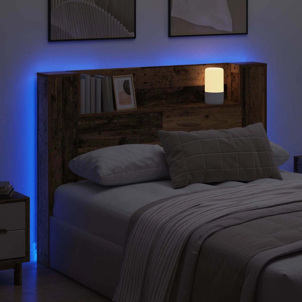 Testata con Mobile e LED Legno vecchio 140 x 16,5 x 103,5 cm 8006566