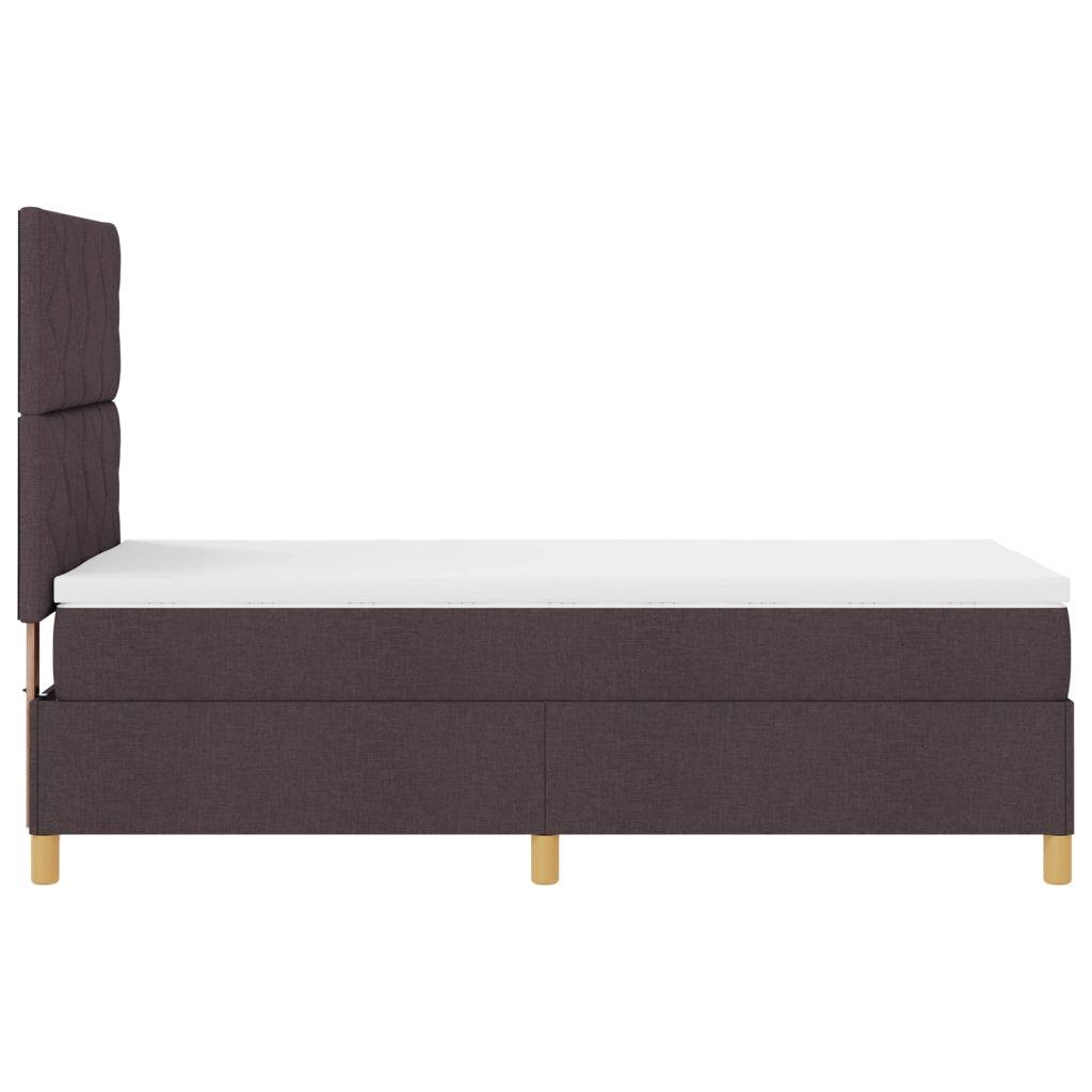 Letto con Rete a Sospensione e Materasso Marrone Scuro 100x200 cm Tessuto