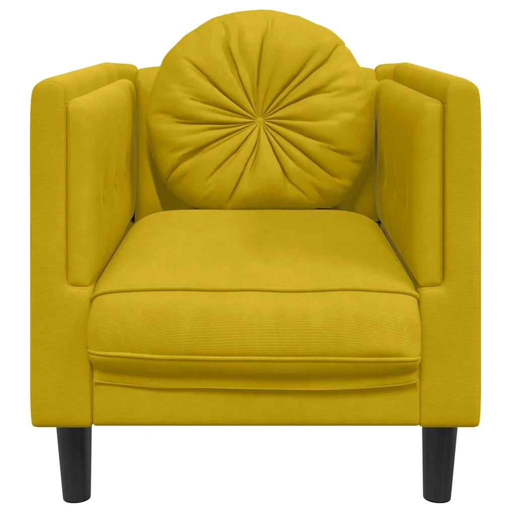 Poltrona con Cuscino Giallo in Velluto