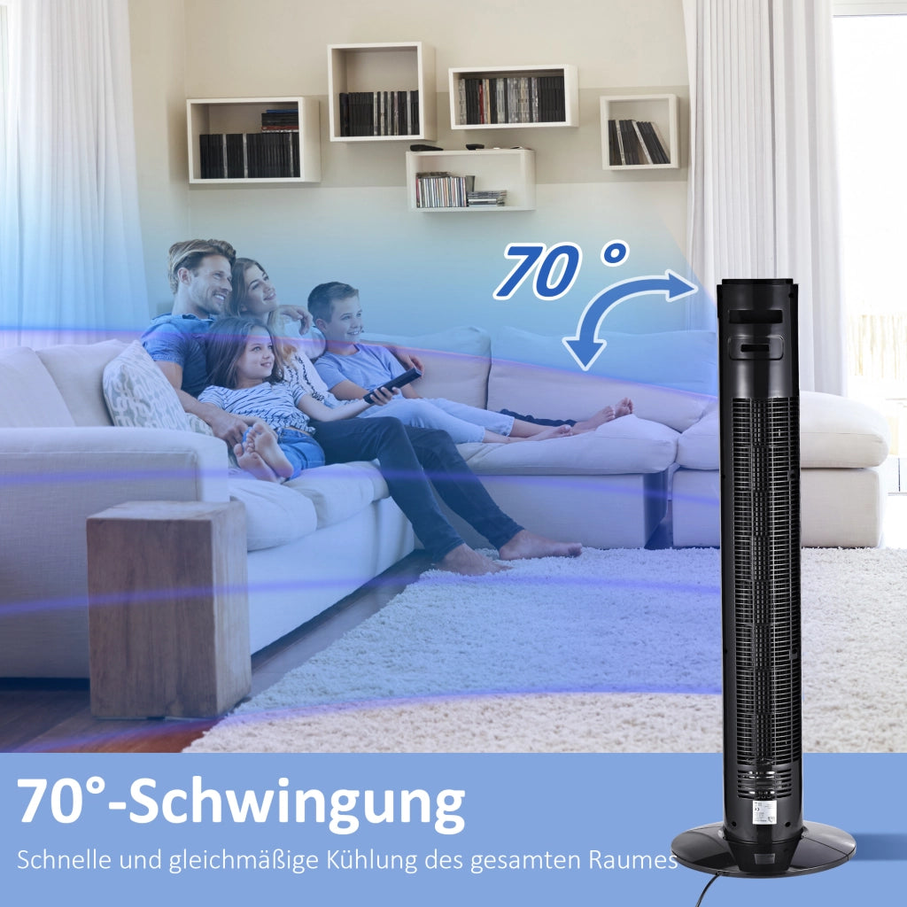 Ventilatore a Torre Oscillante con Telecomando ¨C zephmum ¨C Nero 32x32x96 cm