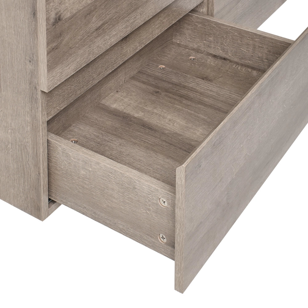 Mobile bagno a parete con doppio lavabo Fronte MDF 4 cassetti 120 x 46 cm tortora design elegante
