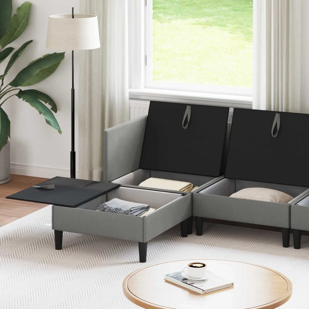 Set di mobili per il soggiorno 5 pcs Grigio scuro Tessuto