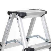 Scaletta pieghevole in alluminio, max 150kg, scala a pioli con 2x3 gradini, antiscivolo, 73 cm