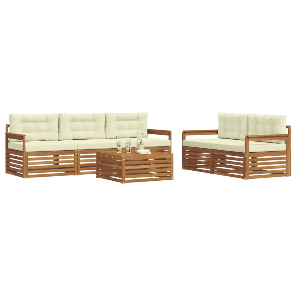 Set di divani da esterno con cuscino 6 pcs Naturale e Crema