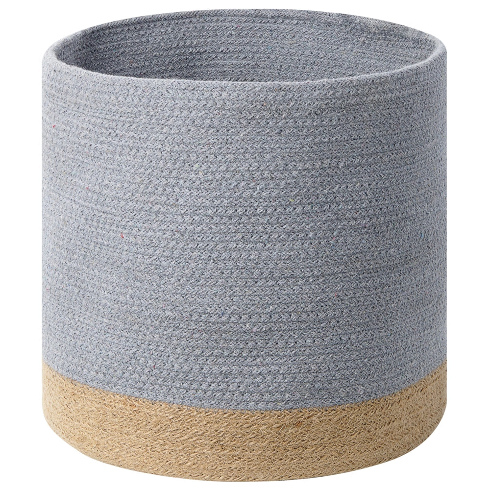 Set di 3 cestini portaoggetti in cotone iuta grigio e naturale portabiancheria Boho