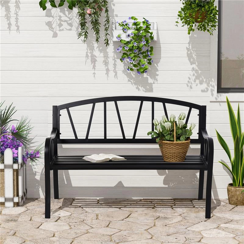 PANCHINA DA GIARDINO 2 POSTI  IN METALLO 128 X 56  X 86 CM NERO