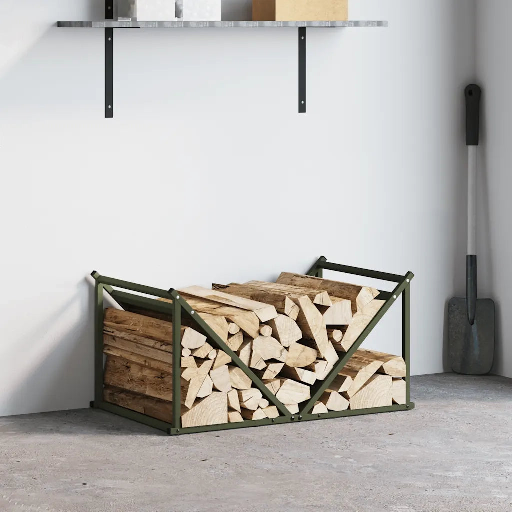 vidaXL Rastrelliera per Legna da Ardere Verde Oliva 70x43x34,5 cm