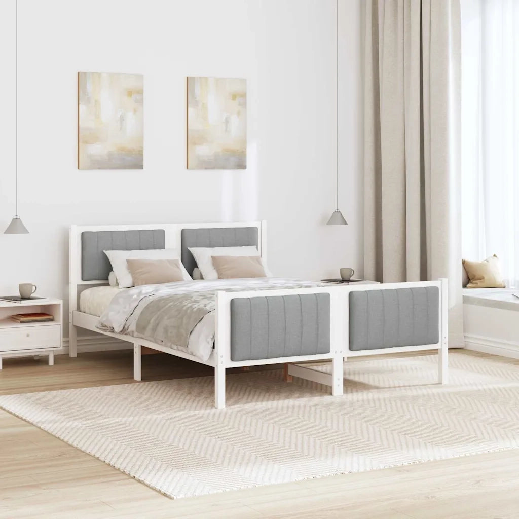 Struttura del Letto Bianco e grigio chiaro 140 x 190 cm 3394327