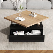 Tavolino da caffè girevole 360° 70x70 cm noce e nero