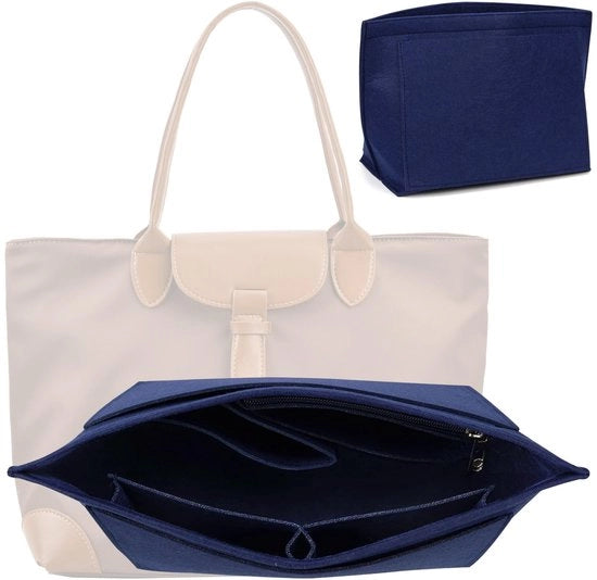 Organizzatore per Borse Longchamp Premium per Borse Portafoglio Organizzatore per Borse con Piuma in Velluto con Molte Tasche (Azzurro Marittimo, M)
