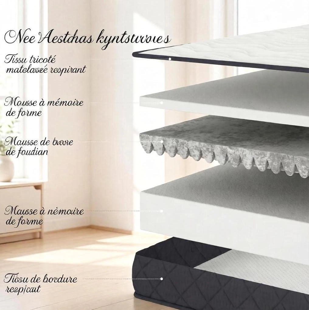 Materasso singolo ULEVR 90x190 cm in schiuma memory e schiuma ondulata, 20 cm, bianco e grigio