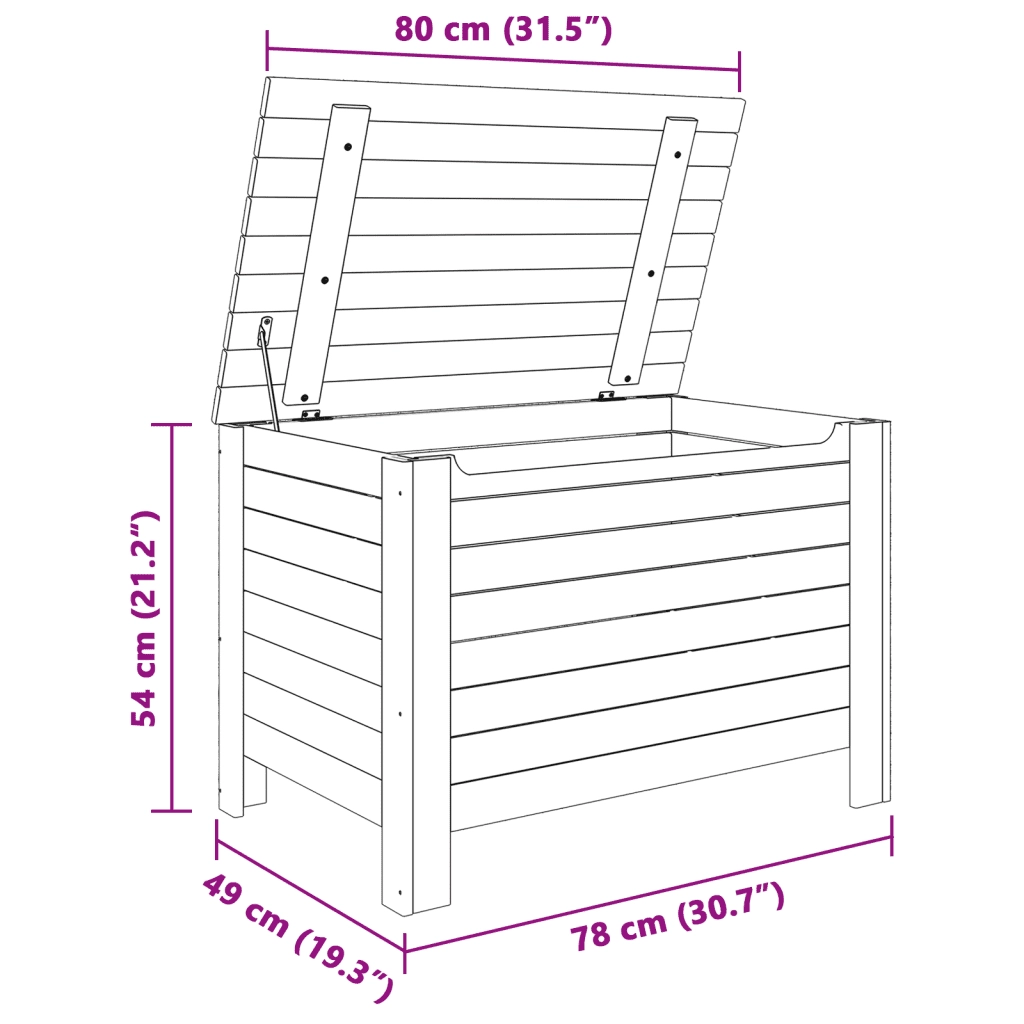 Contenitore con Coperchio RANA 80x49x54 cm Legno Massello Pino