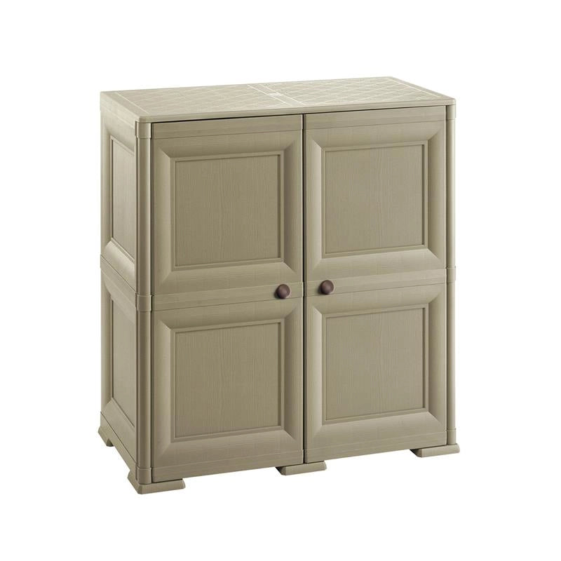 MOBILE MULTIUSO 2 ANTE TALPA 79X43X85,5 CM CON 2 MODULI E 4 TASCHE LATERALI – ARMADIO ORGANIZZATORE CON RIPIANI E ANTE LISCE PER CASA